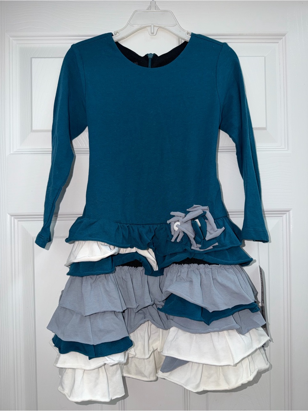 NWT Isobella & Chloe Dakota Layer Dress 4T Teal Gray Ruffle Boutique